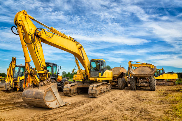Mixed heavy equipment prepared for infrastructure works