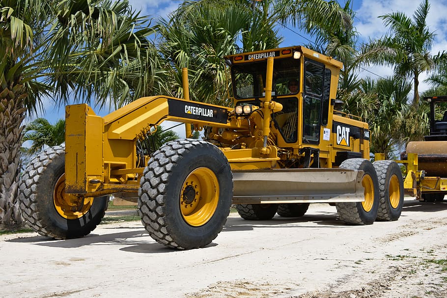 Motor grader used for site finishing and landscaping preparation